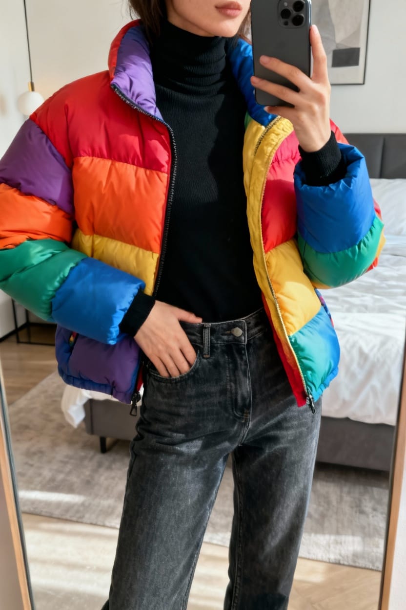 Colorful Puffer Jacket Style