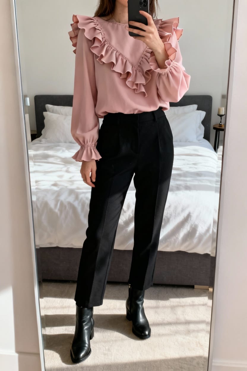 Flirty Ruffled Top and Trousers