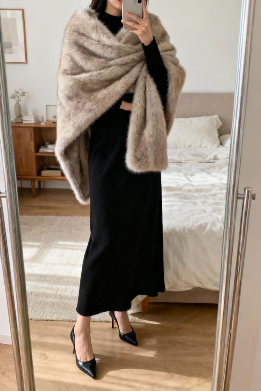 Glamour with a Faux Fur Wrap