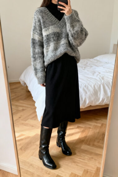 Layered Elegance with a Chunky Knit
