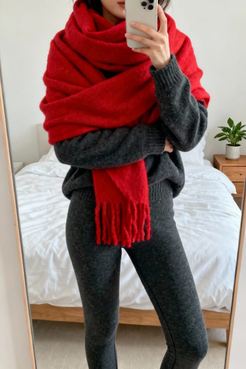 Warm Scarf and Leggings Pairing