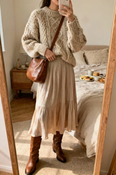 Classic Sweater + Midi Skirt