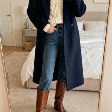 Classic Wool Coat with Casual Denim