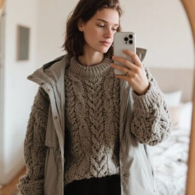 Cozy knit with a windproof shell