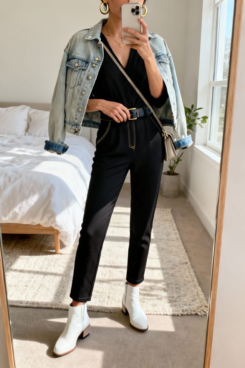 Jumpsuit with a Denim Jacket