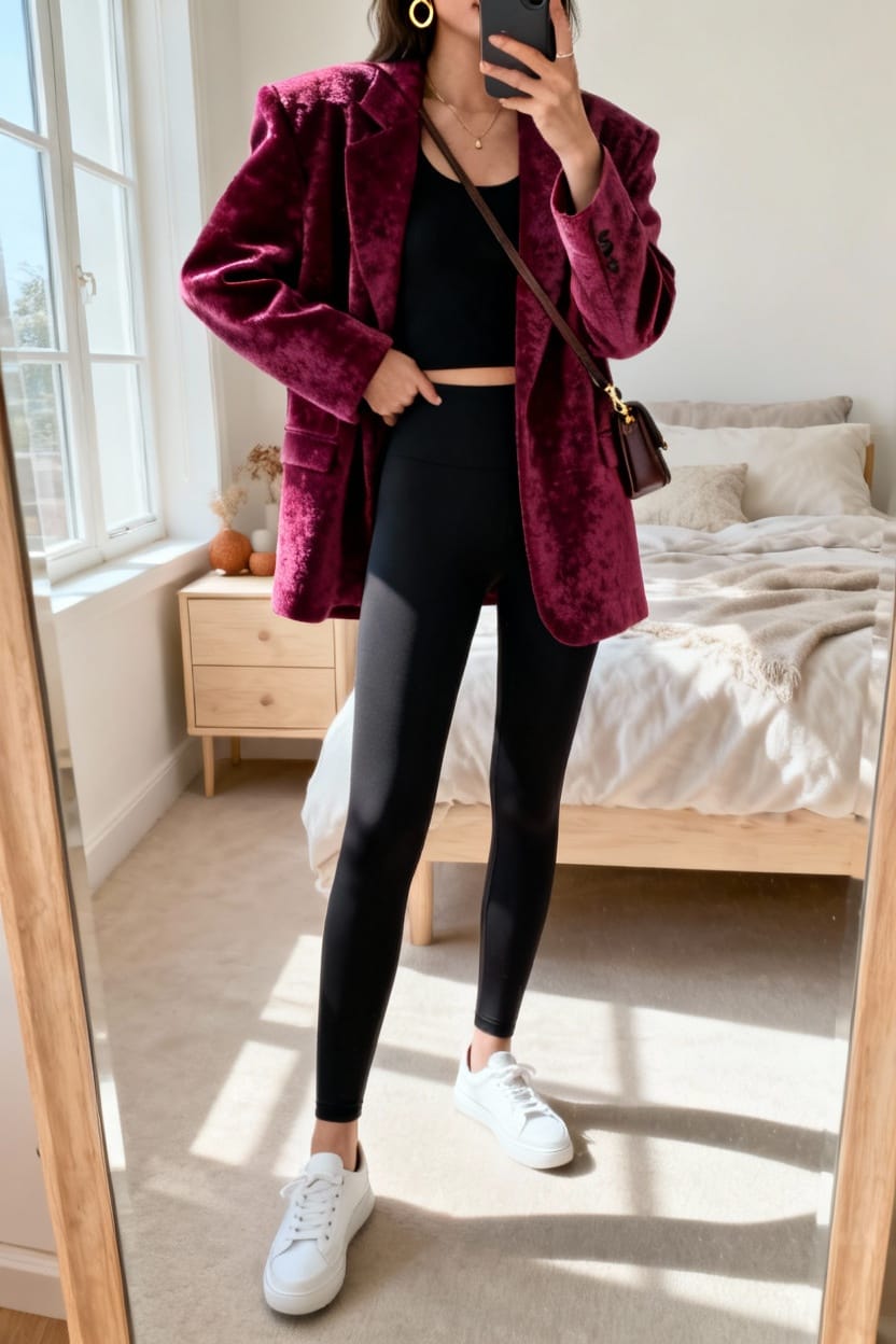 Leggings with an Oversized Blazer