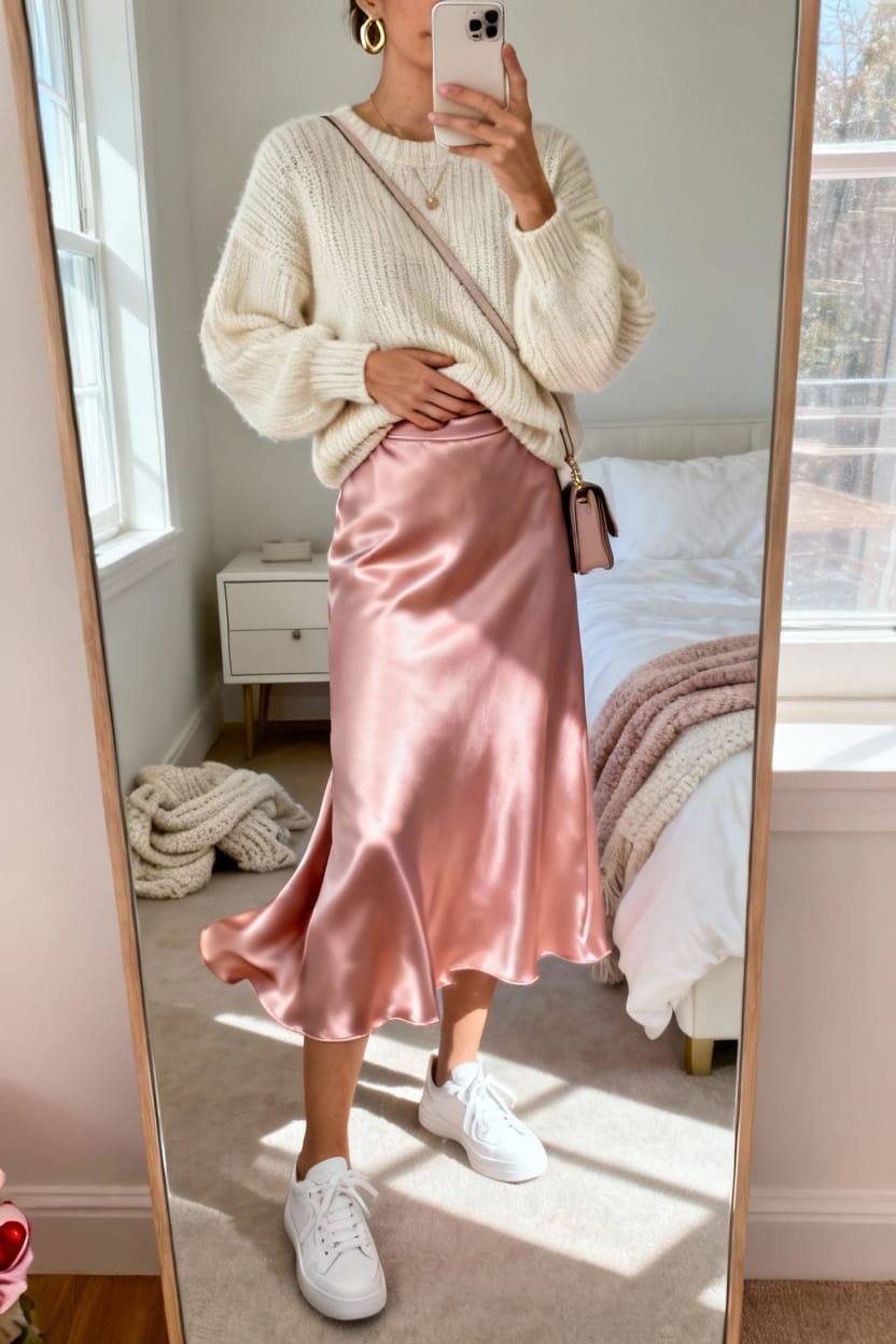 Midi Skirt with a Chunky Knit