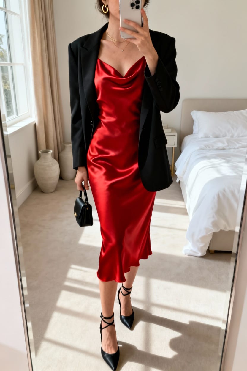 The Classic Red Slip Dress