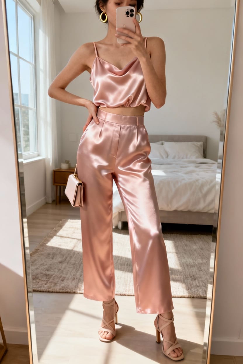 Pastel Satin Matching Set