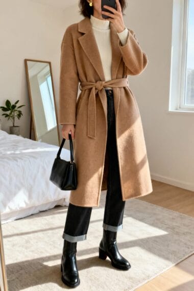 Polished Layers With a Belted Wool Coat