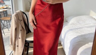 Red silk slip dress