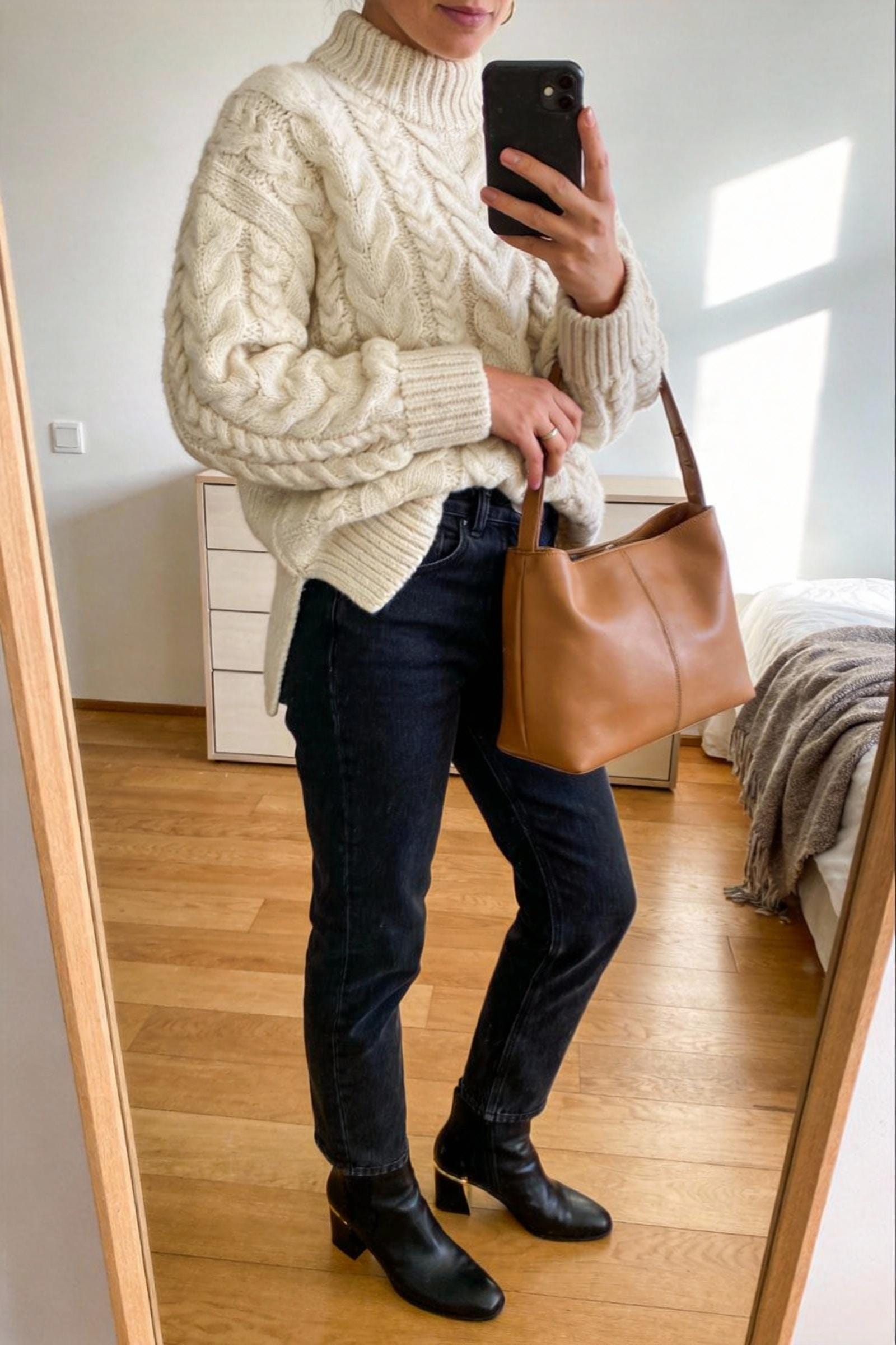 The Chunky Knit and Straight-Leg Jean Combo