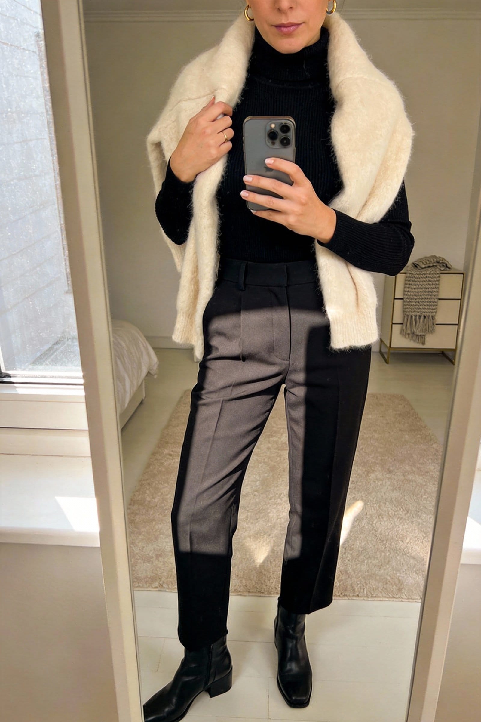 The Faux Fur Collar Over a Simple Base