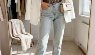 White Blazer And Straight-Leg Jeans
