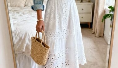 White Eyelet Midi Dress With Denim Jacket