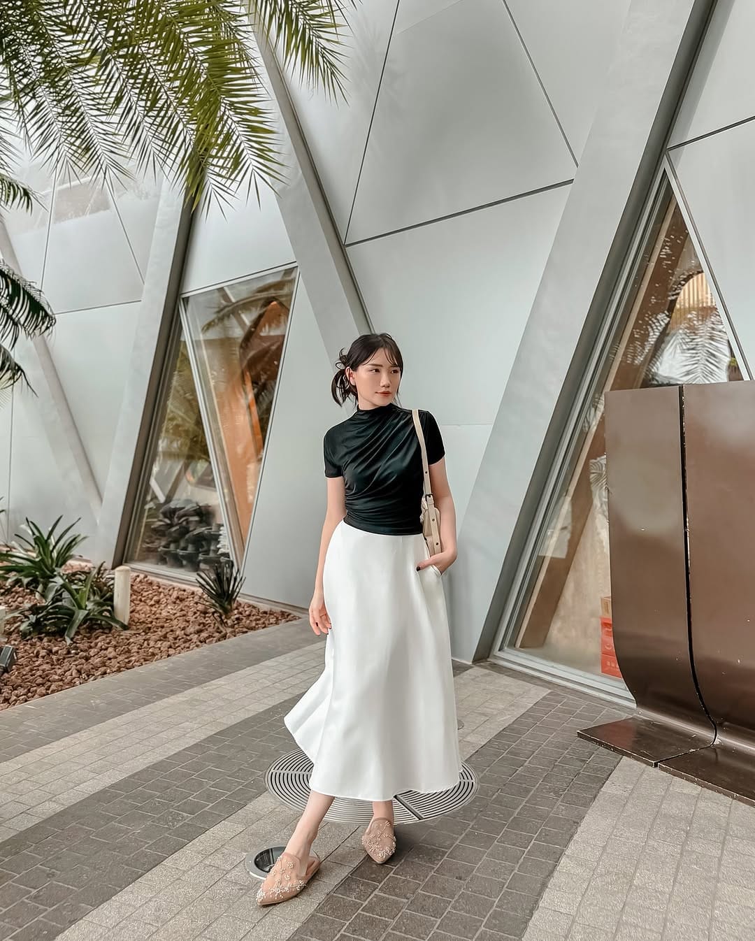 Knit Midi Skirt with Tucked-In Tee