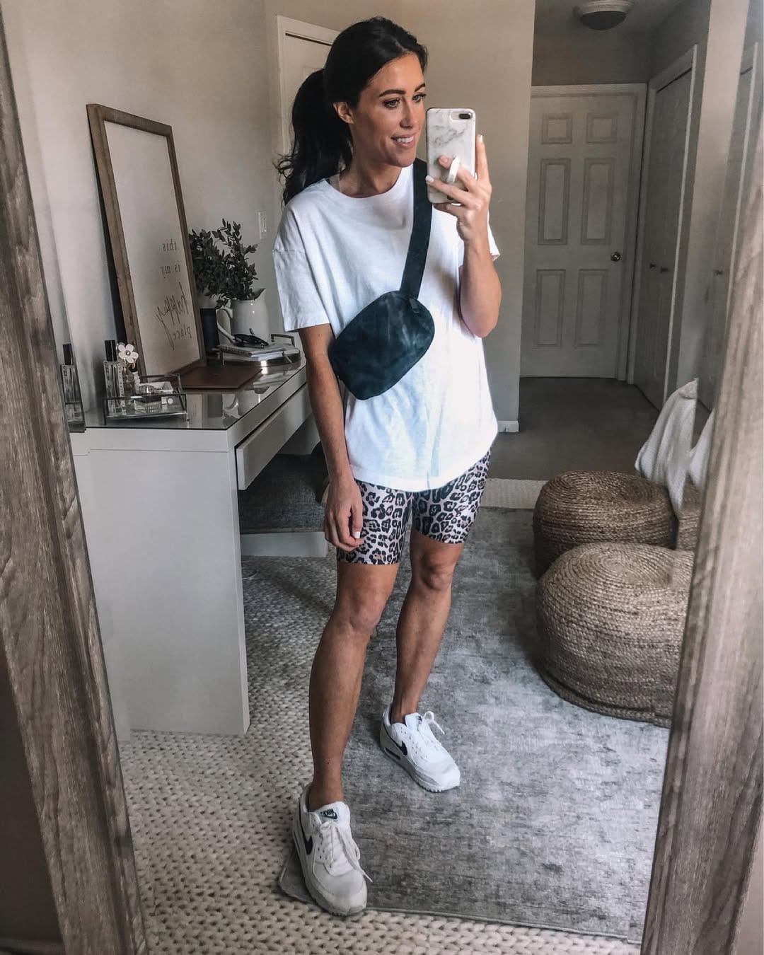 Linen Button-Down with Bike Shorts