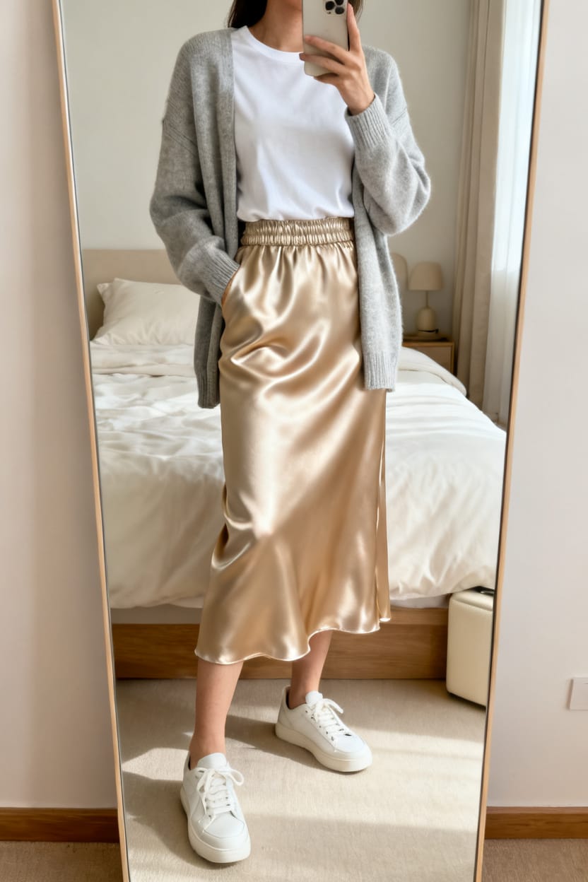 Satin Skirt, Soft Layers