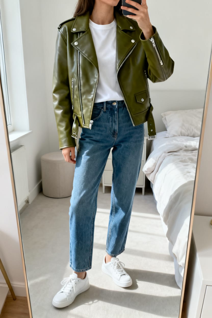 Olive With Blue Denim