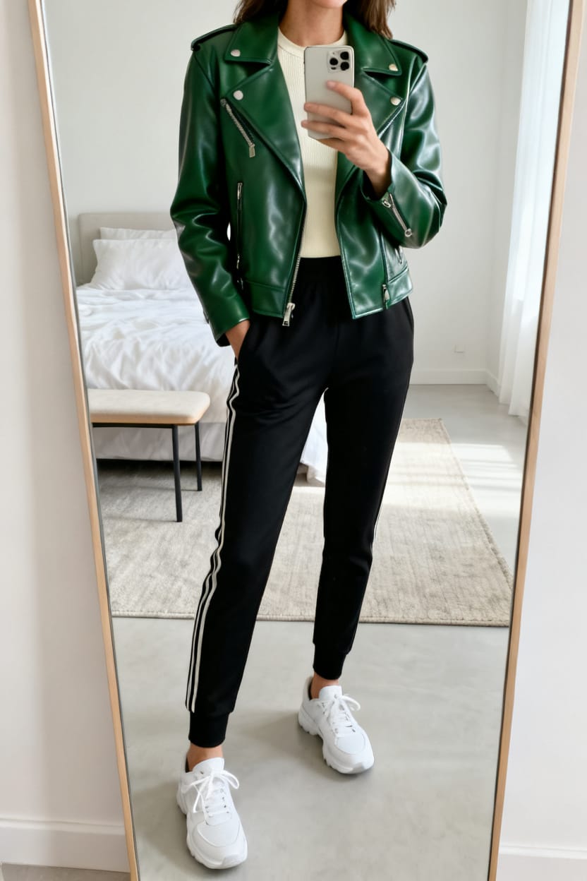 Track Pants Meet Leather
