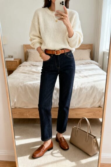 Cream Knit, Dark Denim