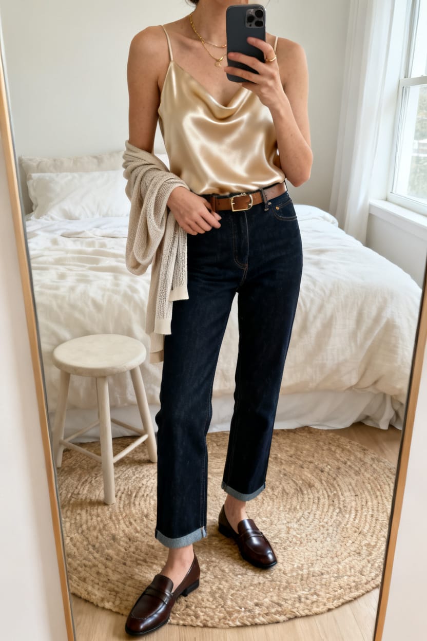 Satin Cami, Day Denim